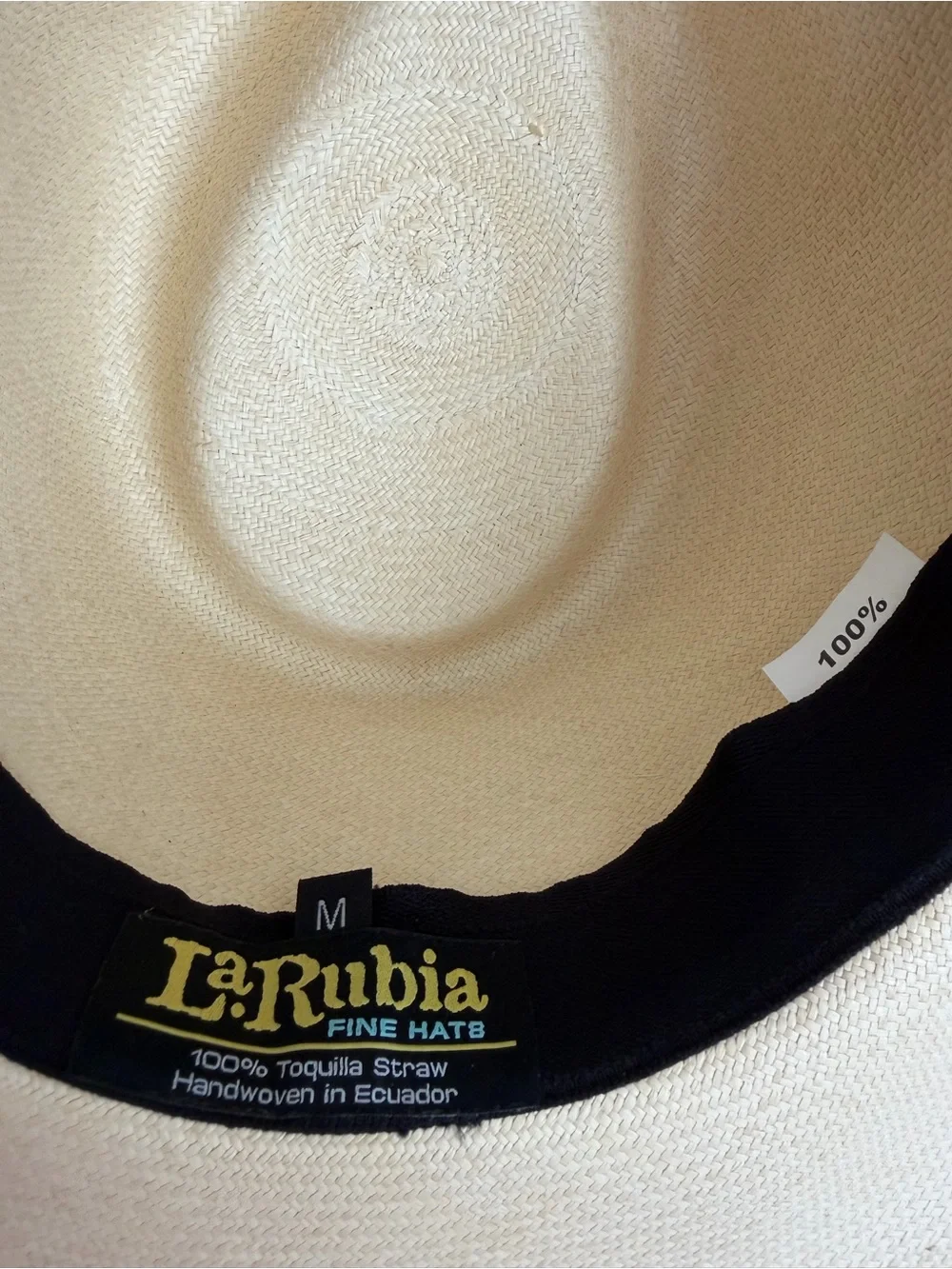 Aussie Ala Alzada Fino White Panama Hat with Black Band